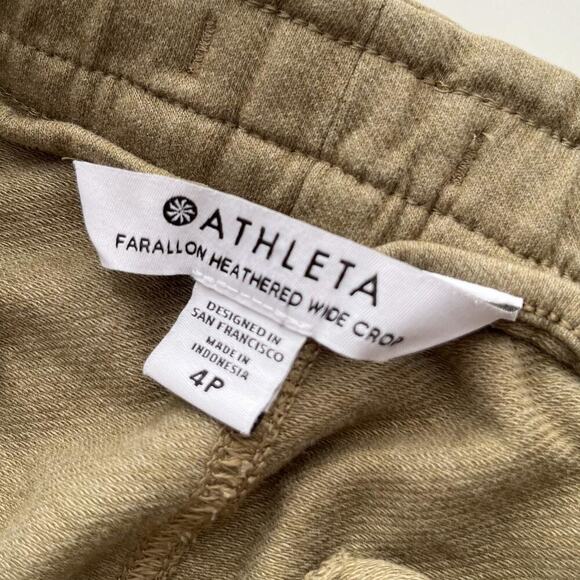 Athleta Farallon Heathered Wide Crop Pant Womens 4P Olive Green Wide Leg Cotton - Picture 13 of 14